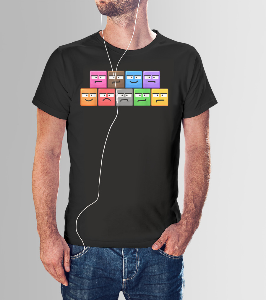 Cliffside Chaos Emoji Blocks Faces T-Shirt