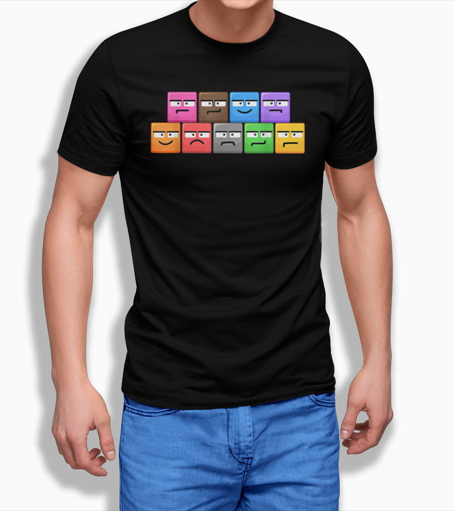 Cliffside Chaos Emoji Blocks Faces T-Shirt