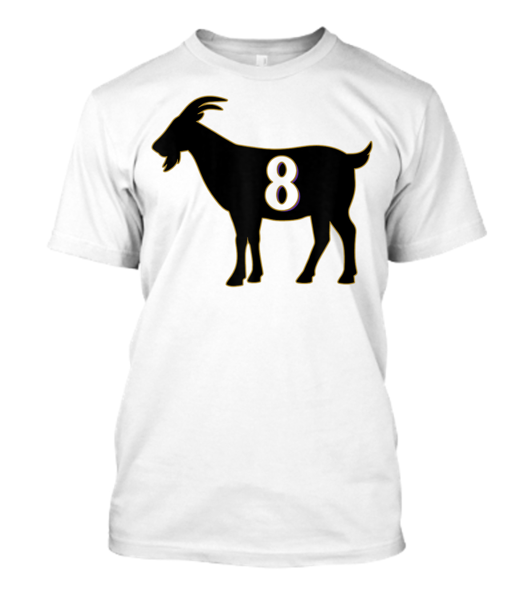 GOAT 8 Baltimore Football Maryland Raven Nation Black Goat Silhouette With Number 8 T-Shirt