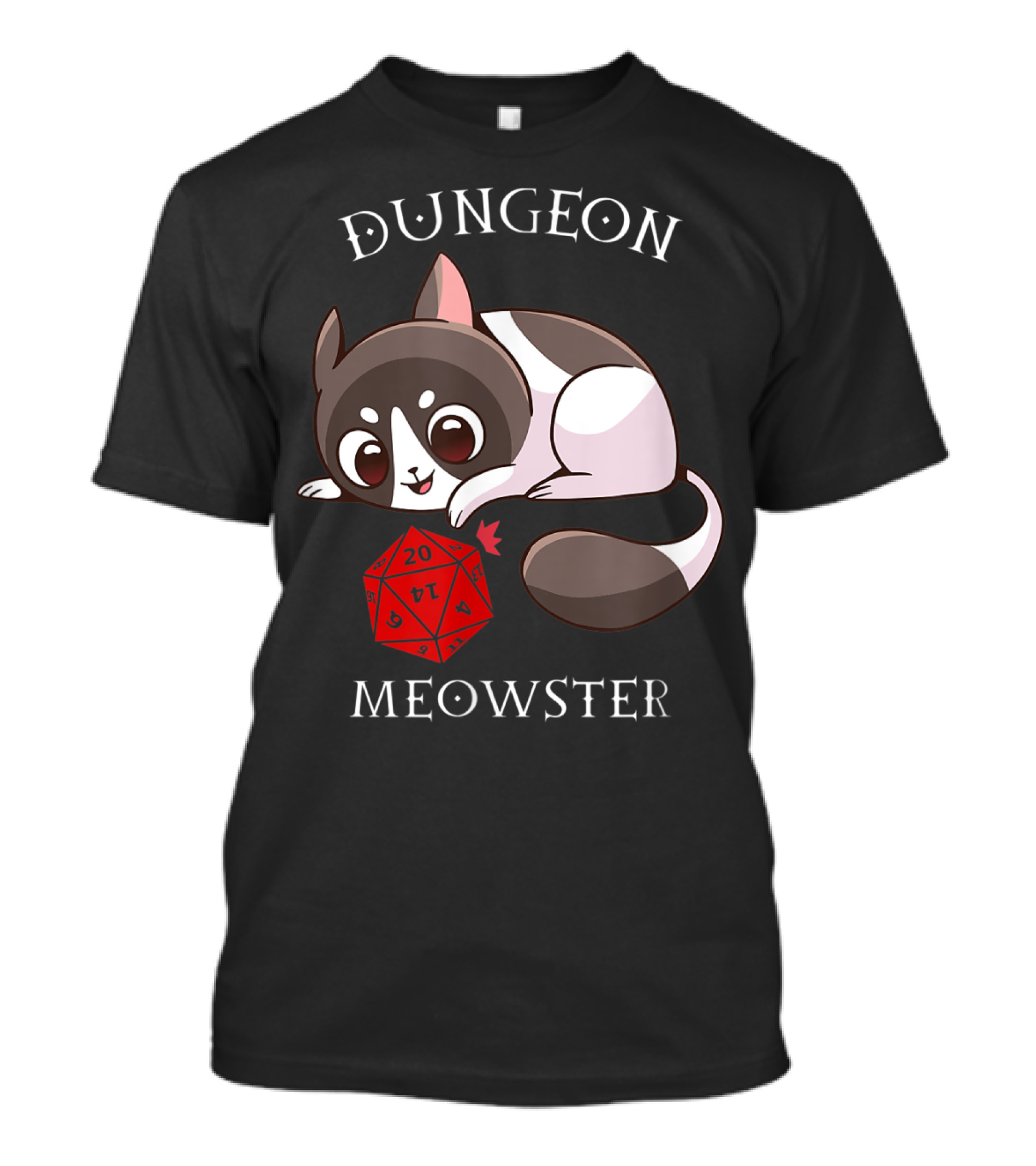 Dungeon Meowster Cat With D20 Nerd RPG Table Top Gamer T-Shirt