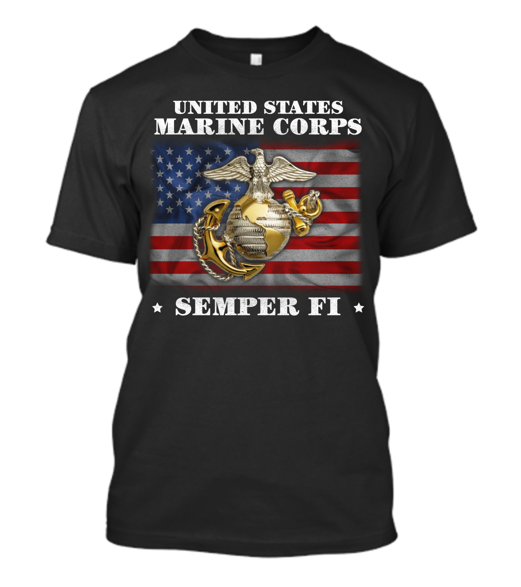United States Marine Corps Semper Fi American Flag Eagle Globe And Anchor T-Shirt
