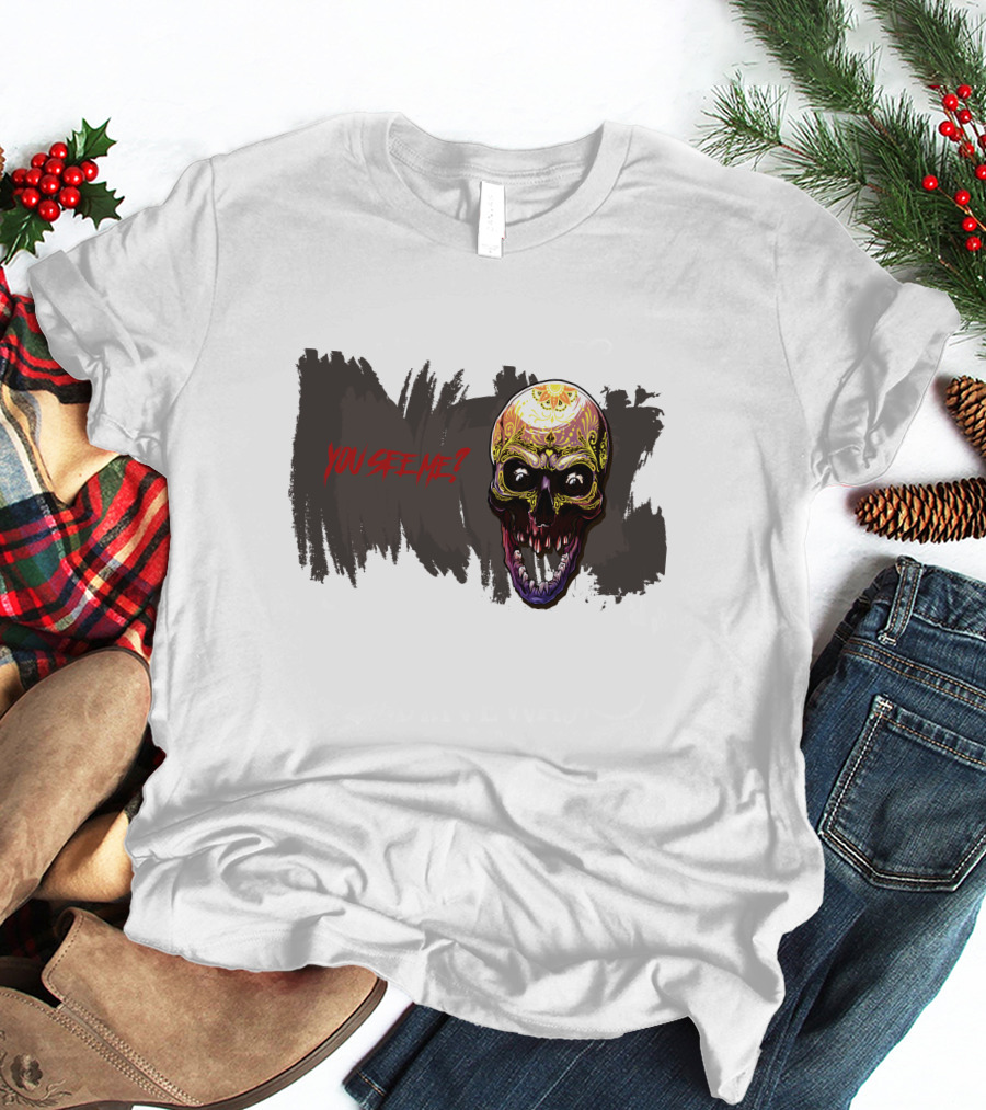 Skull Yellow Scary Horror You See Me T-Shirt