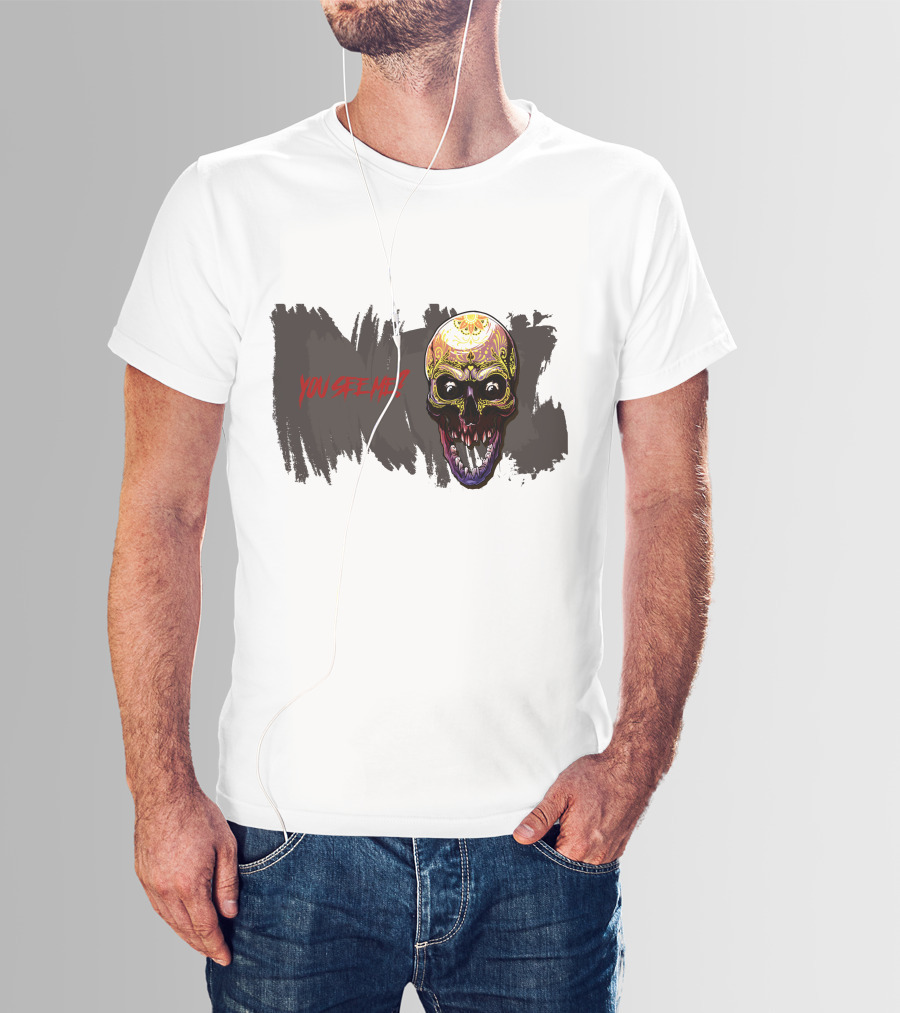 Skull Yellow Scary Horror You See Me T-Shirt