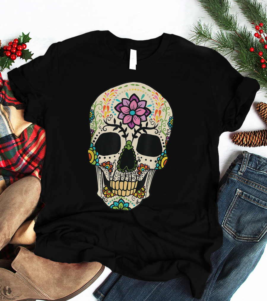 Sugar Skull Dia De Muertos Halloween Costume Day Dead T-Shirt