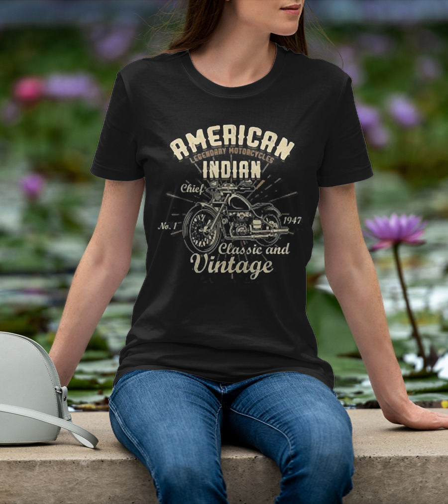 American Legendary Motorcycles Indian Chief No.1 Classic And Vintage 1947 T-Shirt