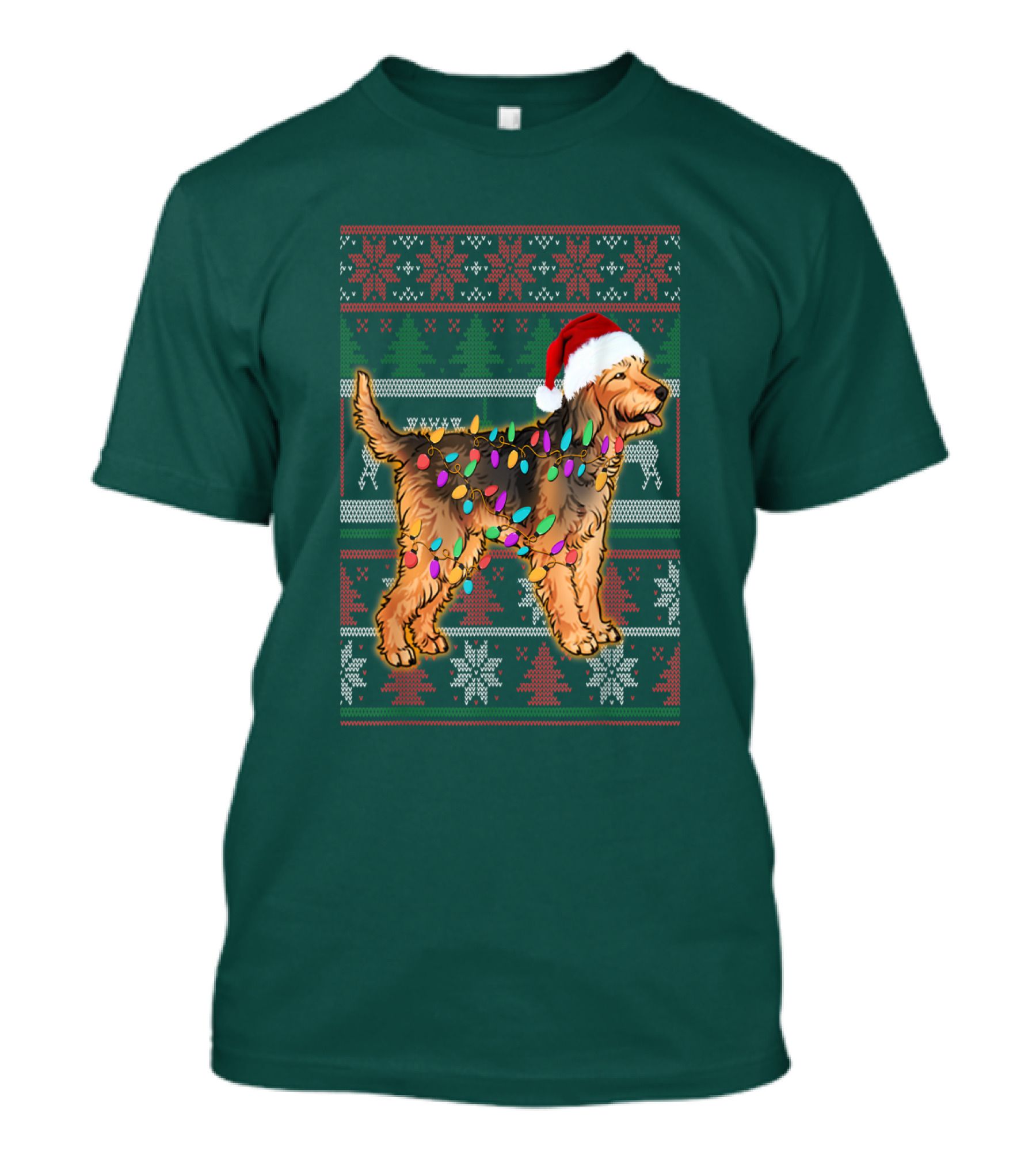 Otterhound Christmas Lights Santa Hat T-Shirt
