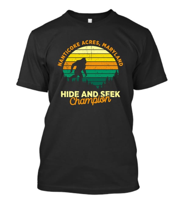 Nanticoke Acres Maryland Bigfoot Hide And Seek Champion Retro Sunset T-Shirt