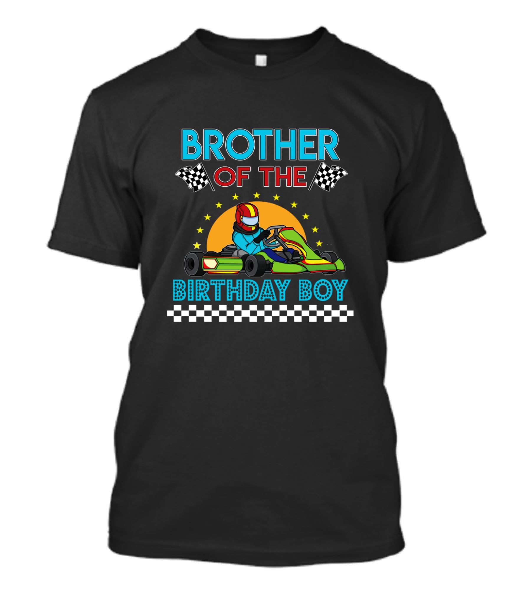 Brother Of The Birthday Boy Go Kart Racing Checkered Flags T-Shirt