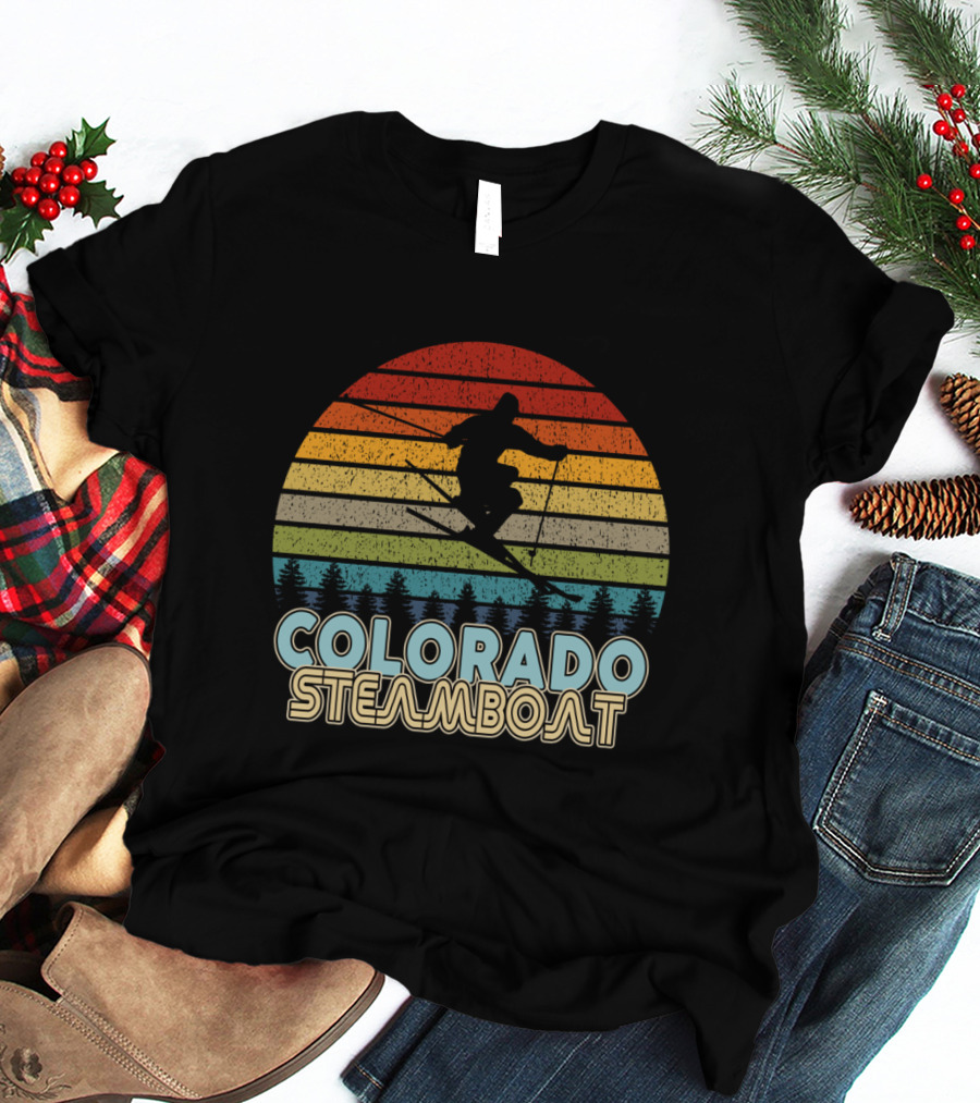 Colorado Steamboat Vintage Skiing Winter Skier T-Shirt