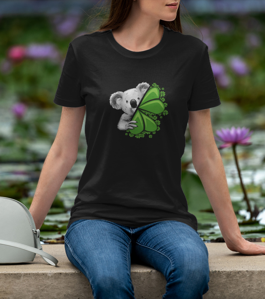 Lucky Koala With Irish Clover And Shamrocks T-Shirt