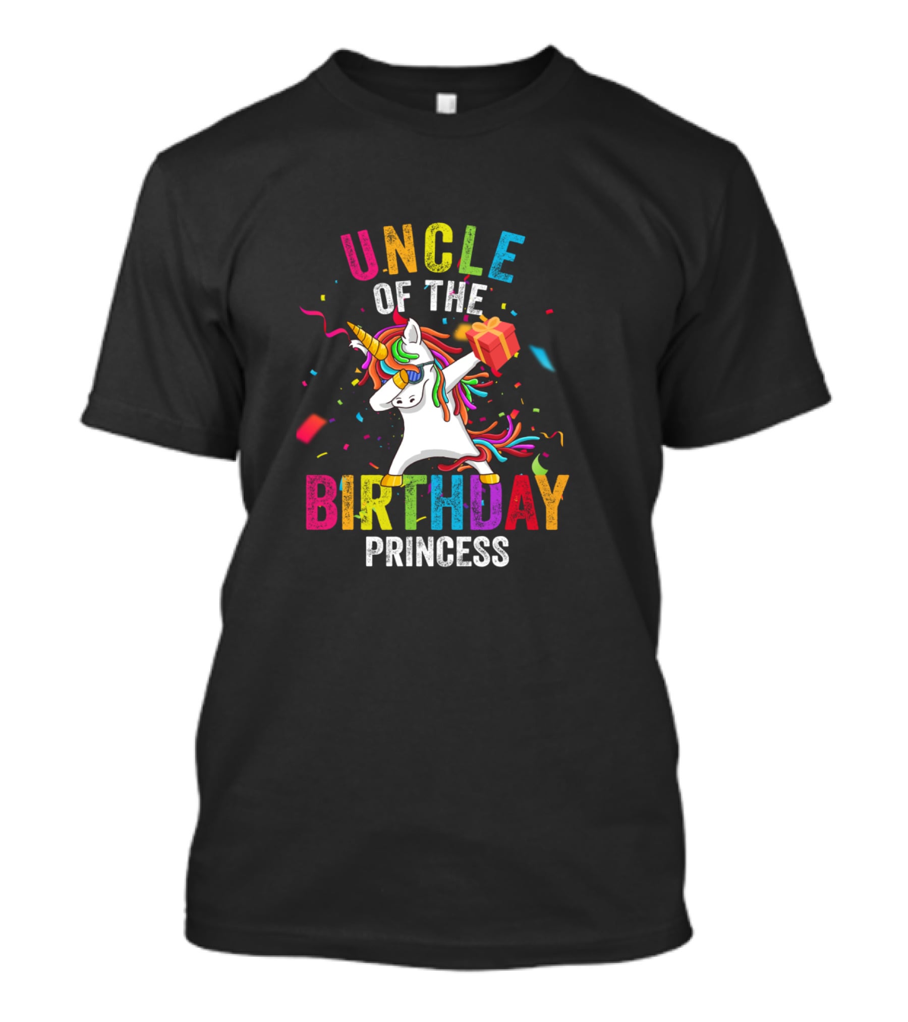 UNCLE OF THE BIRTHDAY PRINCESS Unicorn With Gift And Confetti T-Shirt