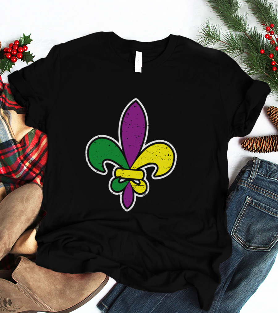 Mardi Gras Colored Fleur De Lis Iconic T-Shirt