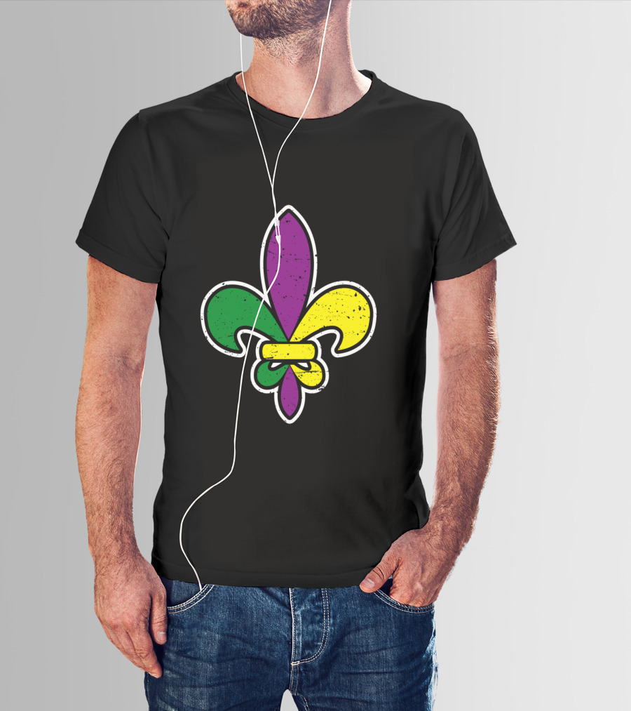 Mardi Gras Colored Fleur De Lis Iconic T-Shirt
