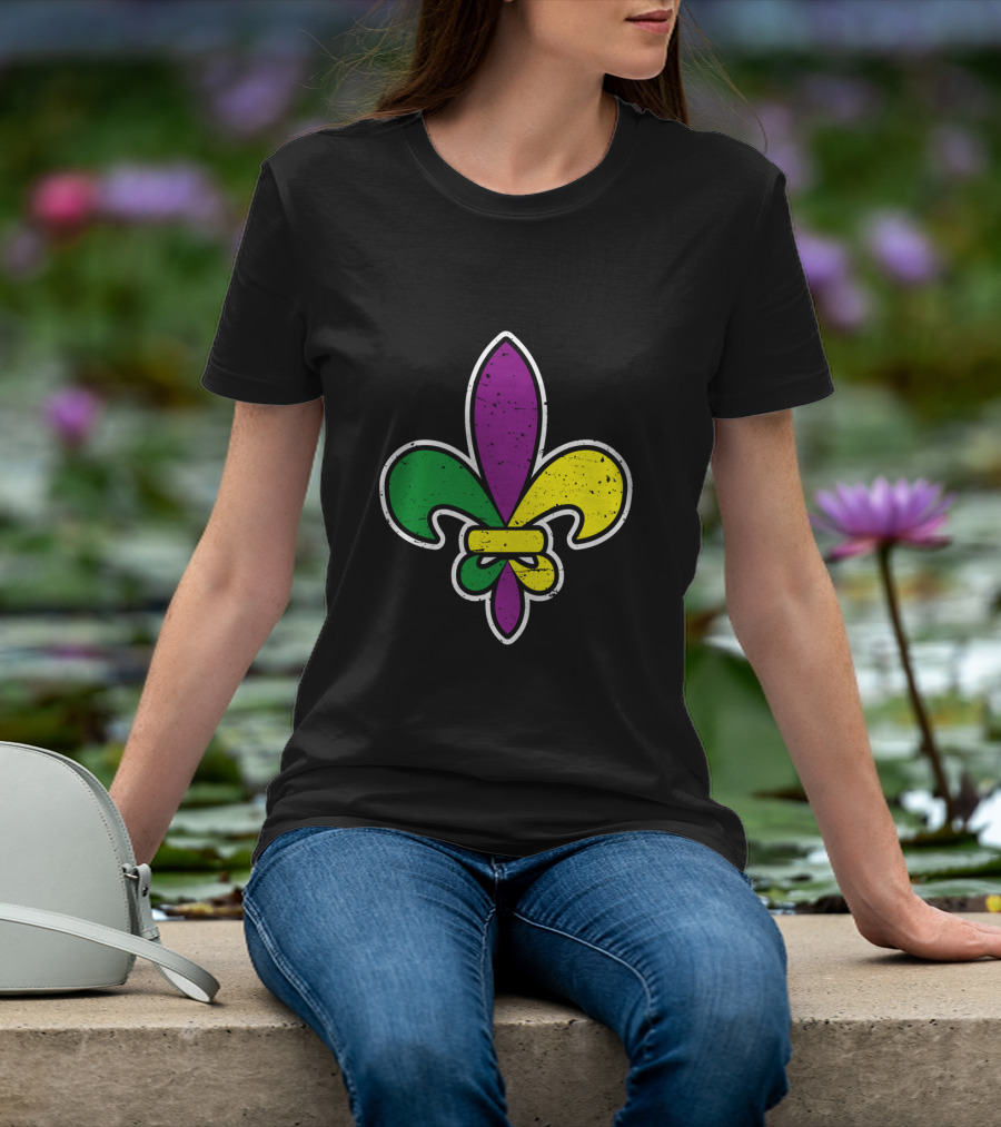 Mardi Gras Colored Fleur De Lis Iconic T-Shirt