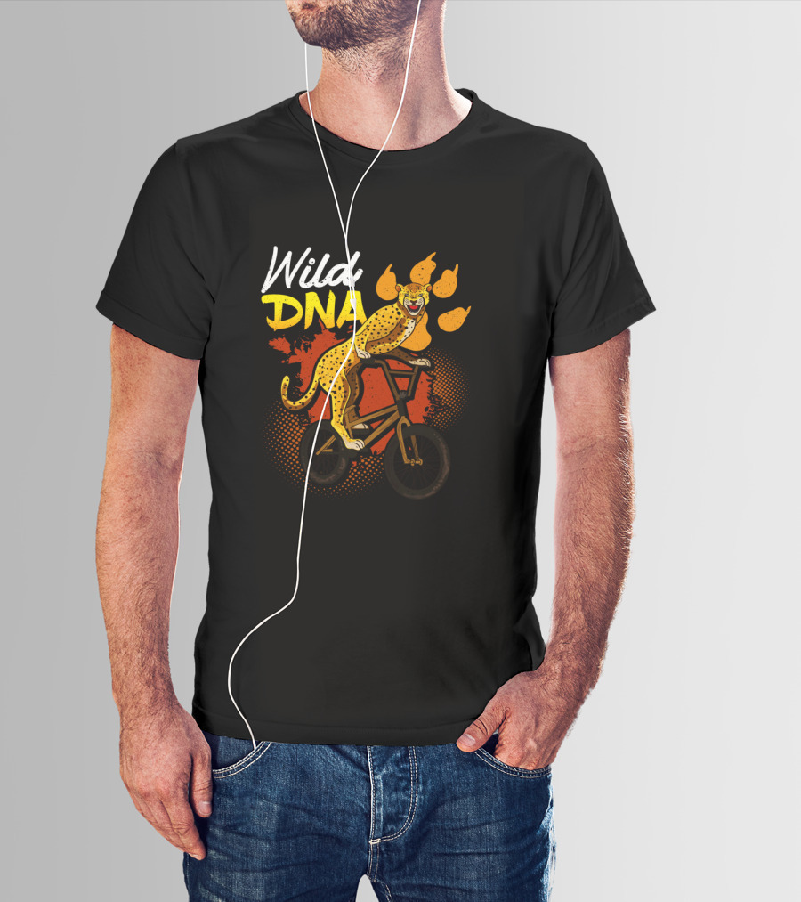 Wild DNA Bicycle Cheetah Biker Wildlife Lover T-Shirt