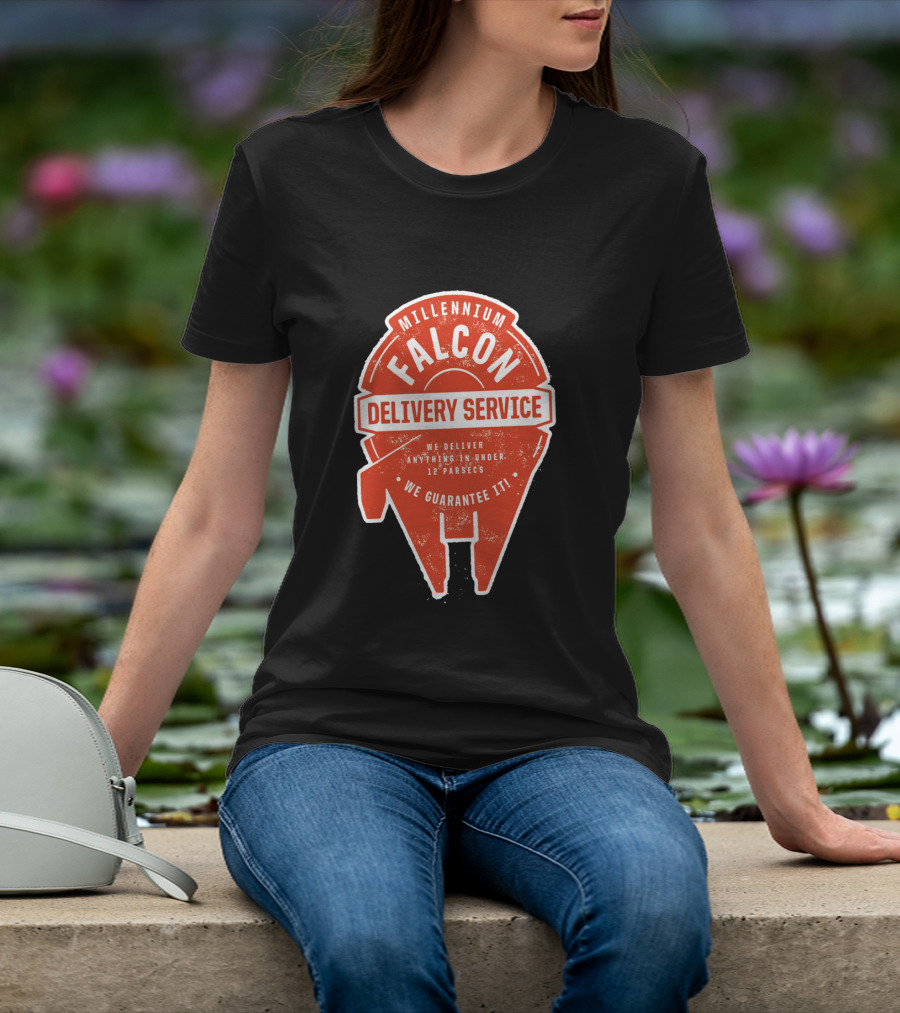 Millennium Falcon Delivery Service We Deliver Anything In Under 12 Parsecs We Guarantee It T-Shirt