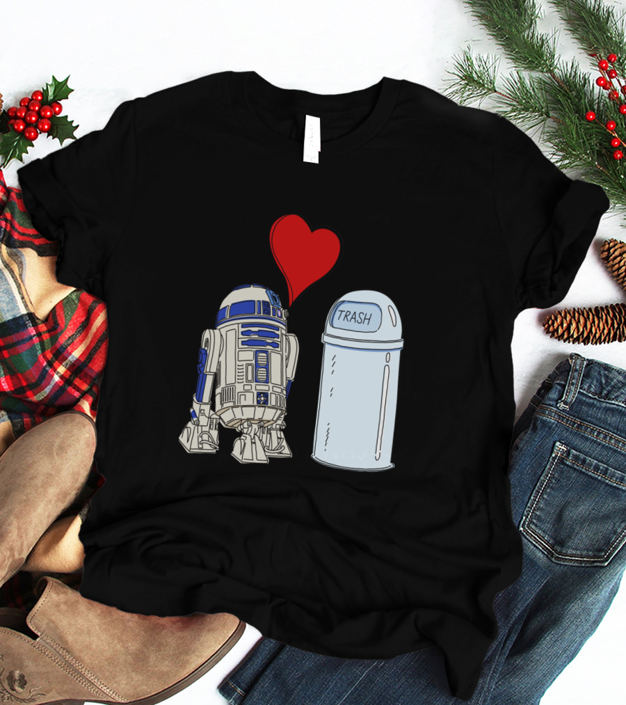 Star Wars R2 D2 Heart Trash Can Love T-Shirt
