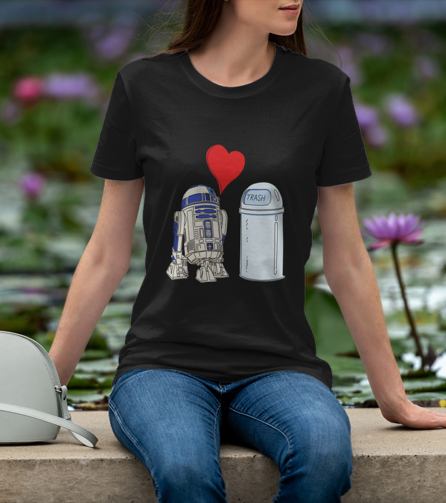 Star Wars R2 D2 Heart Trash Can Love T-Shirt