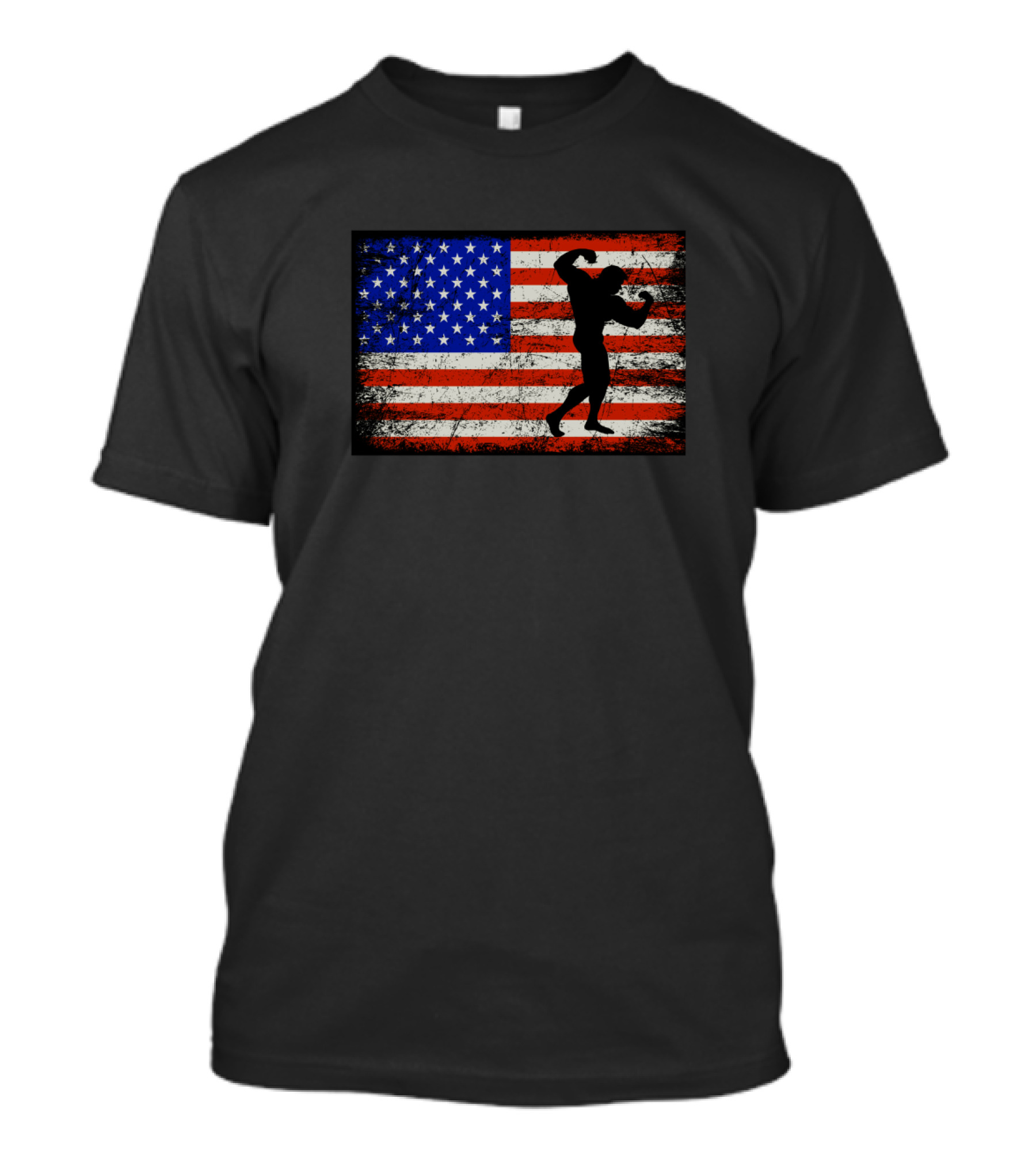 American Flag Bodybuilding Strength T-Shirt