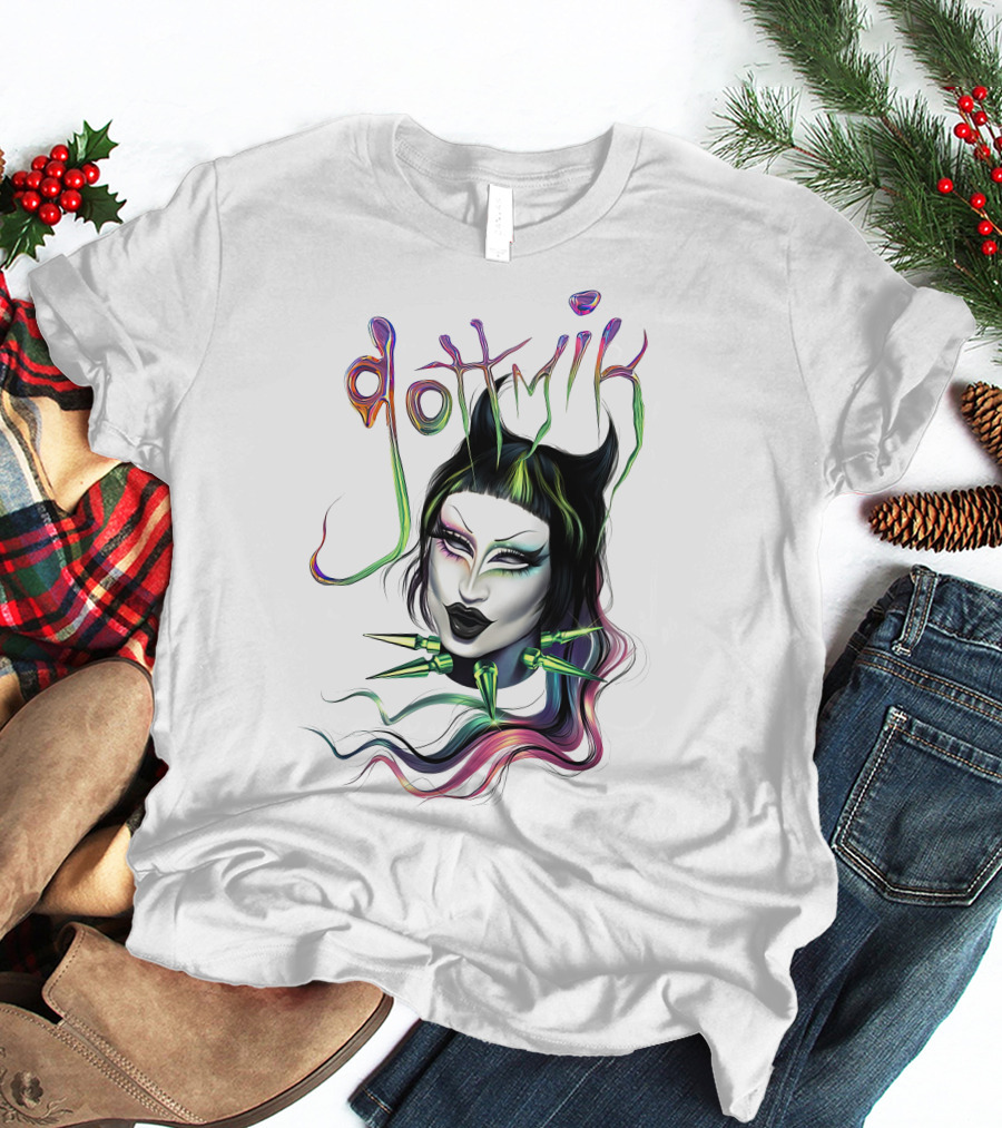 Gottmik Black Cat Ears Spiked Collar Colorful Face T-Shirt