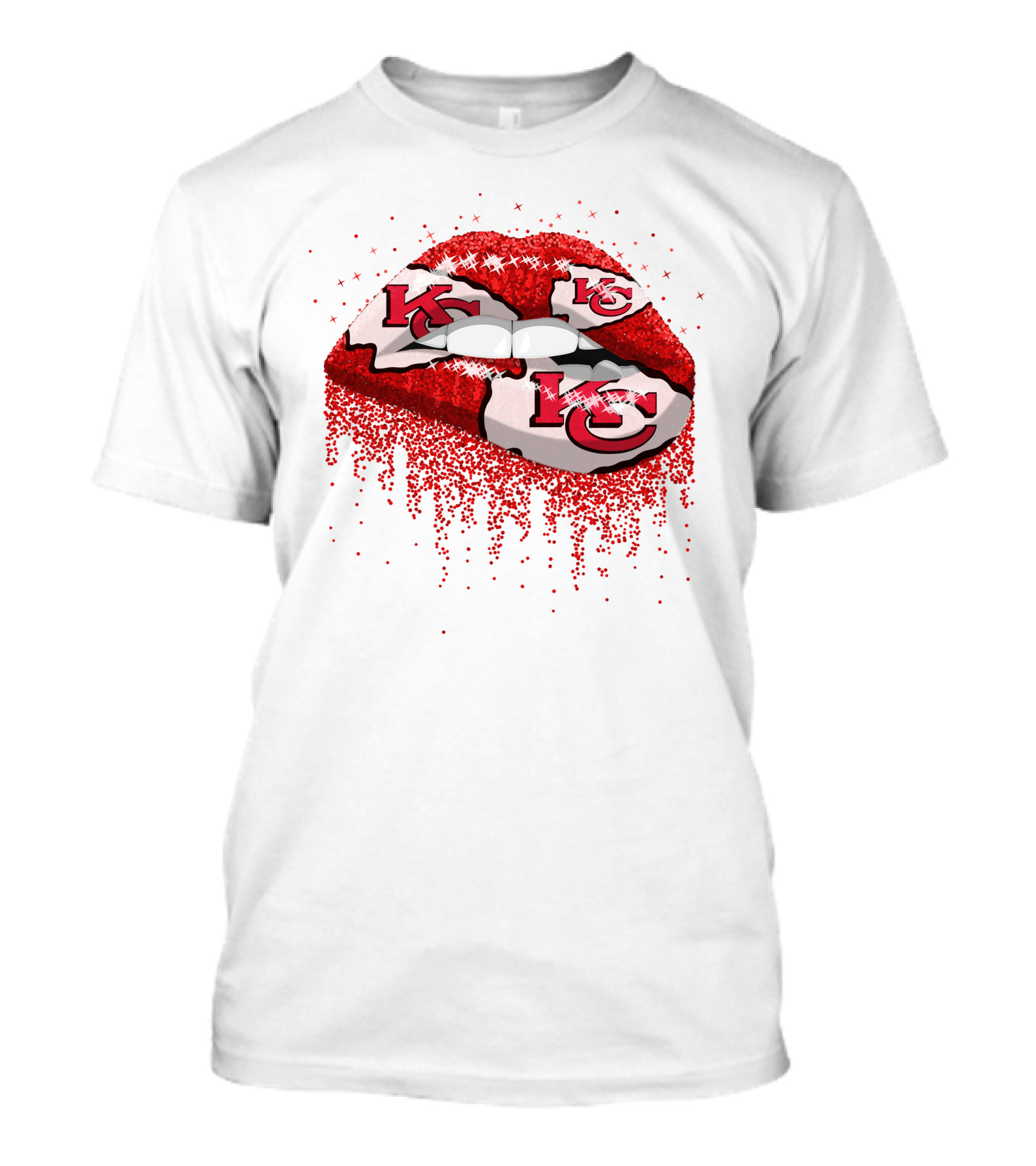 Kansas City Chiefs Red Glitter Lips T-Shirt
