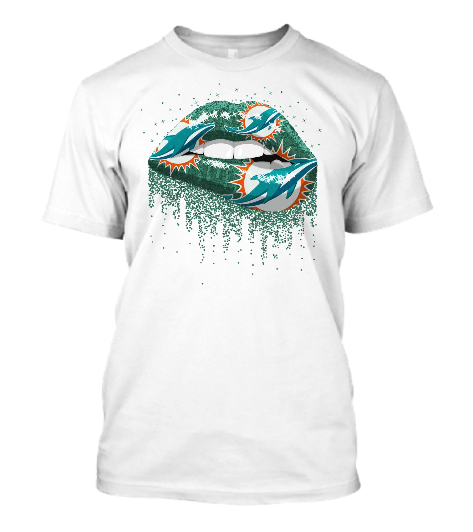 Miami Dolphins Glitter Lips Logo Décor T-Shirt