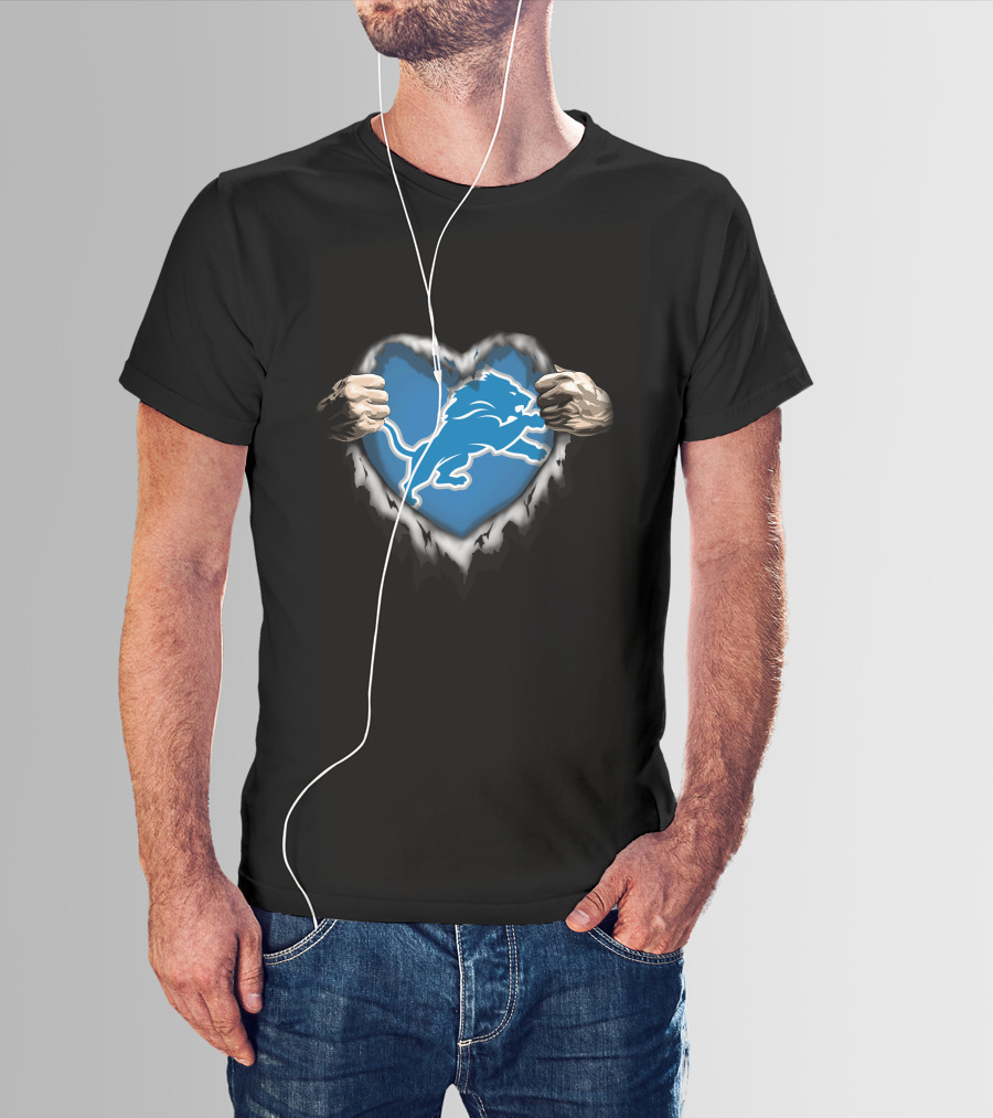 Detroit Lions Heart Ripped Through T-Shirt