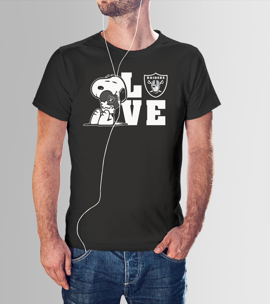 Snoopy Love Las Vegas Raiders Raiders Logo Football T-Shirt