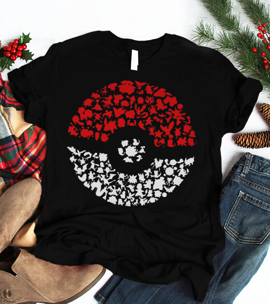 PokEmon 146A PokE Ball Design With Red And White T-Shirt