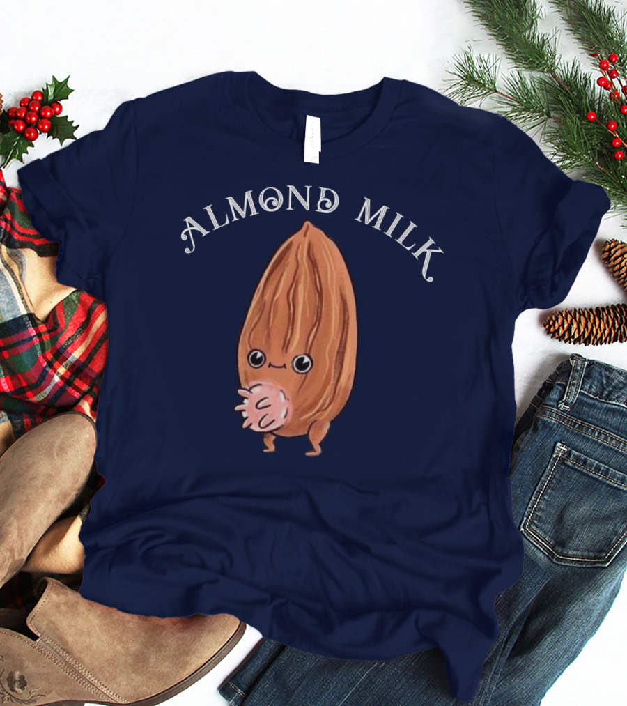 ALMOND MILK Cute Cartoon Character With Large Eyes And Smiling Face T-Shirt
