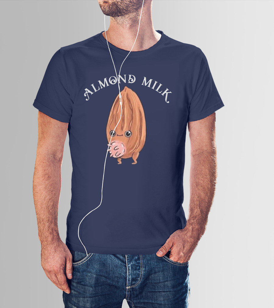 ALMOND MILK Cute Cartoon Character With Large Eyes And Smiling Face T-Shirt