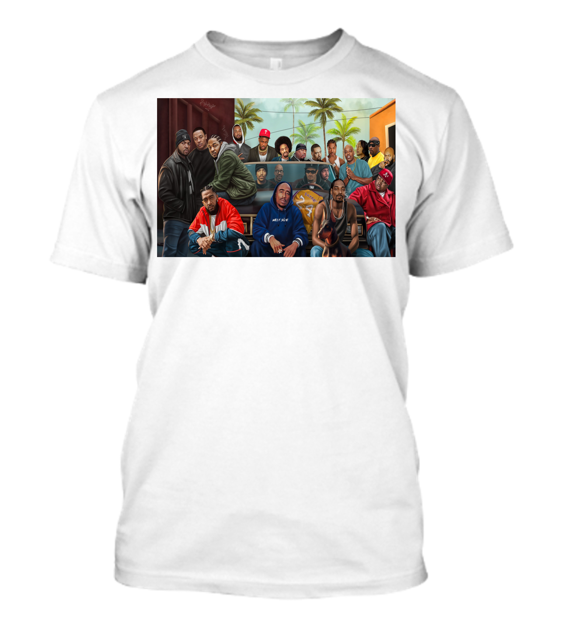 WCHH Hip Hop Legends Collage Icons In Urban Street Scene T-Shirt