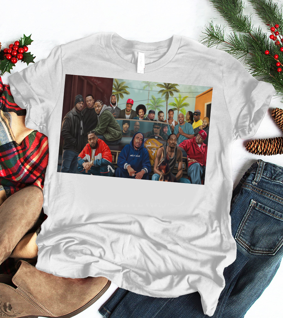 WCHH Hip Hop Legends Collage Icons In Urban Street Scene T-Shirt