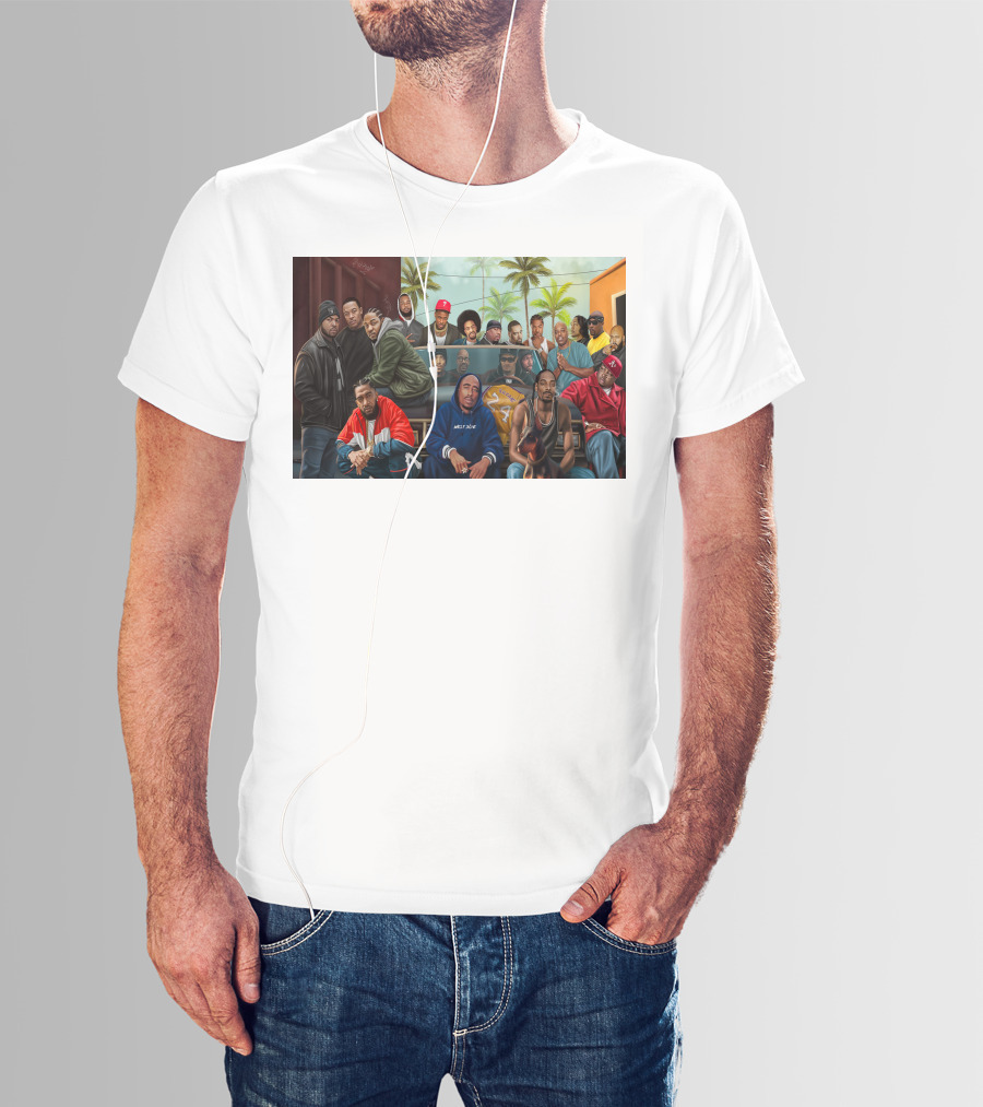WCHH Hip Hop Legends Collage Icons In Urban Street Scene T-Shirt