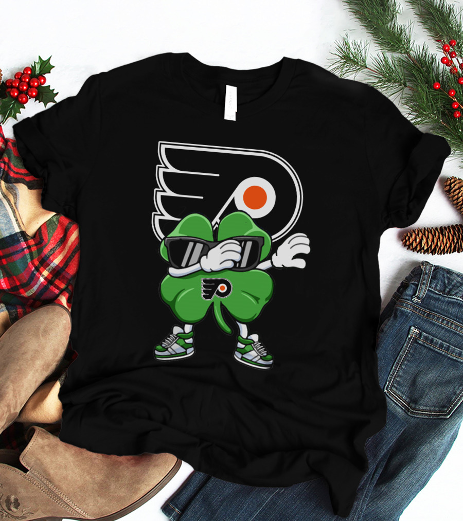 Philadelphia Flyers Clover Dab With Mascot Sneakers And Shades T-Shirt
