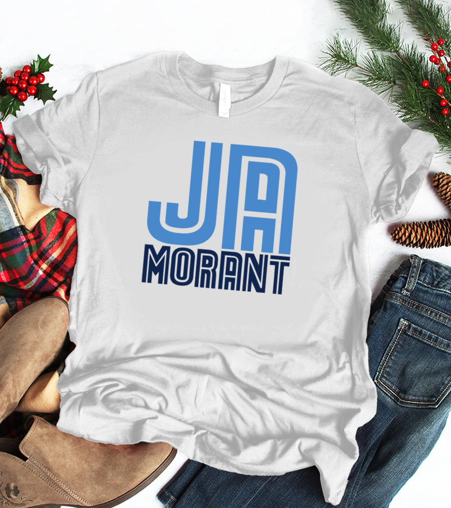 Ja Morant Memphis Basketball Blue Text T-Shirt