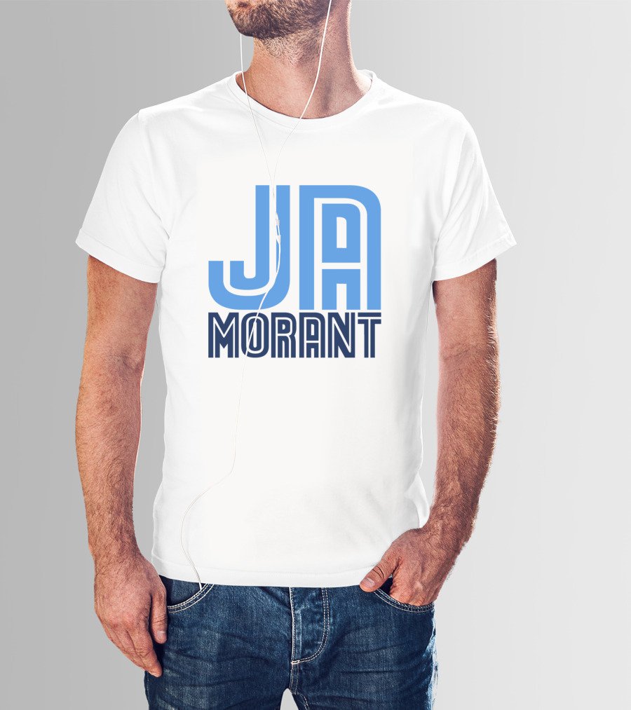 Ja Morant Memphis Basketball Blue Text T-Shirt