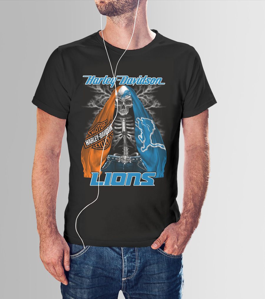 Harley Davidson Motorcycles Detroit Lions T-Shirt