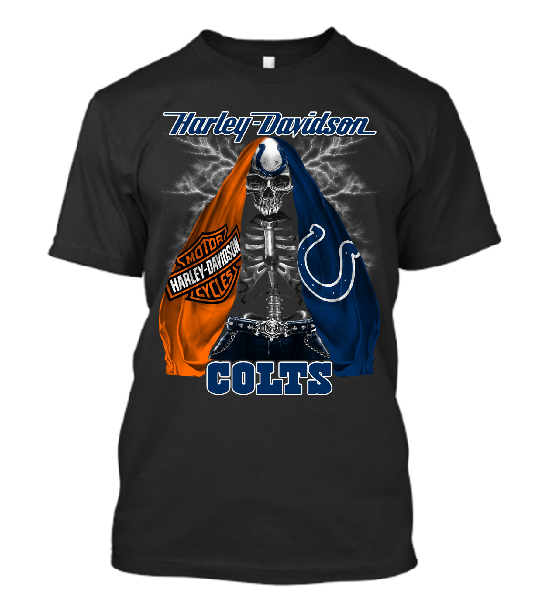Harley Davidson Motorcycles Skull Indianapolis Colts T-Shirt
