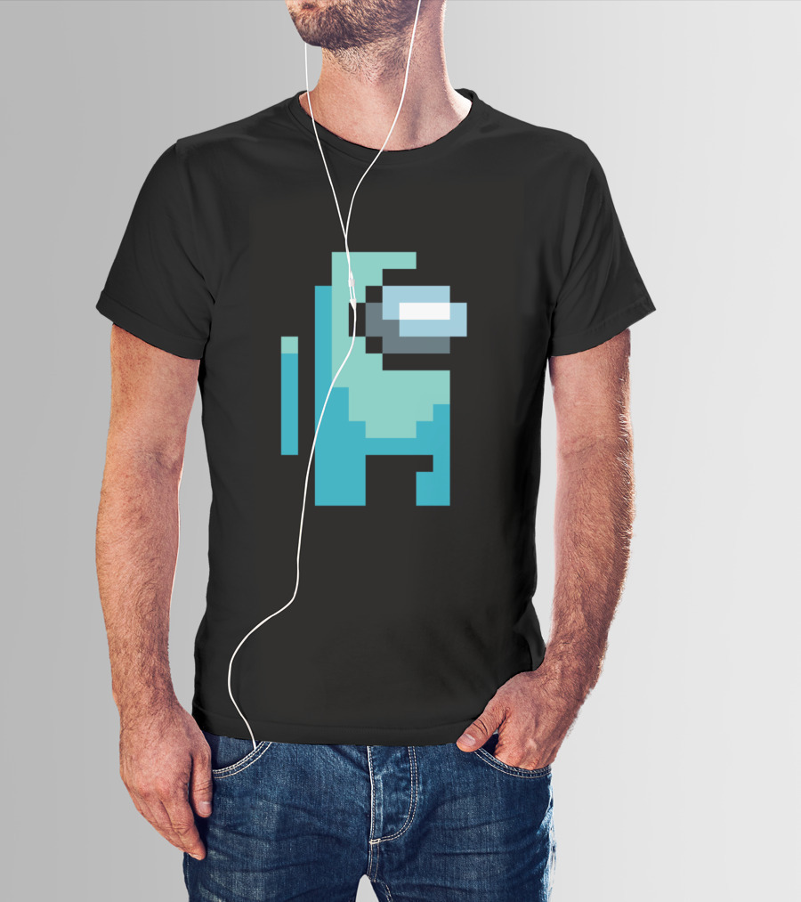 Among Us Cyan Crewmate Pixel T-Shirt
