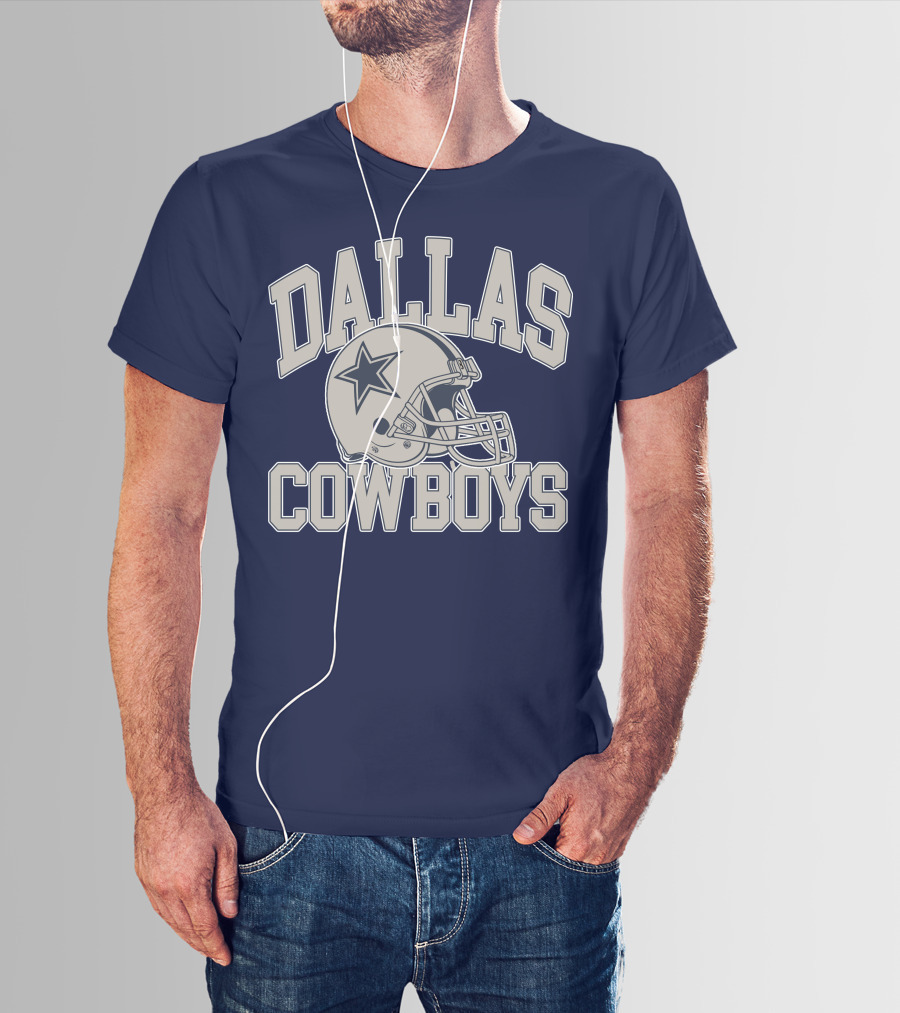 Dallas Cowboys Star Helmet Iconic Team Name T-Shirt