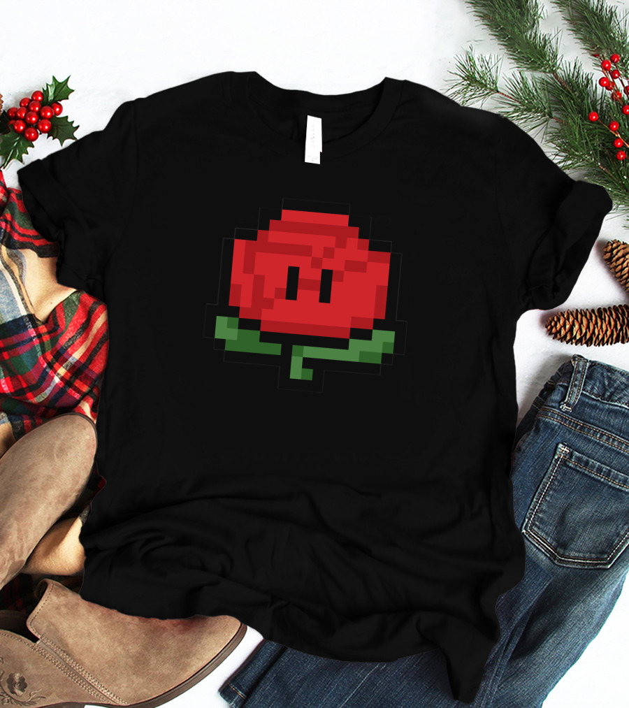 8-Bit Red Rose 1Up Power-Up T-Shirt