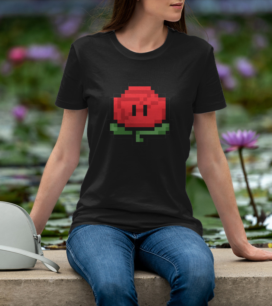 8-Bit Red Rose 1Up Power-Up T-Shirt
