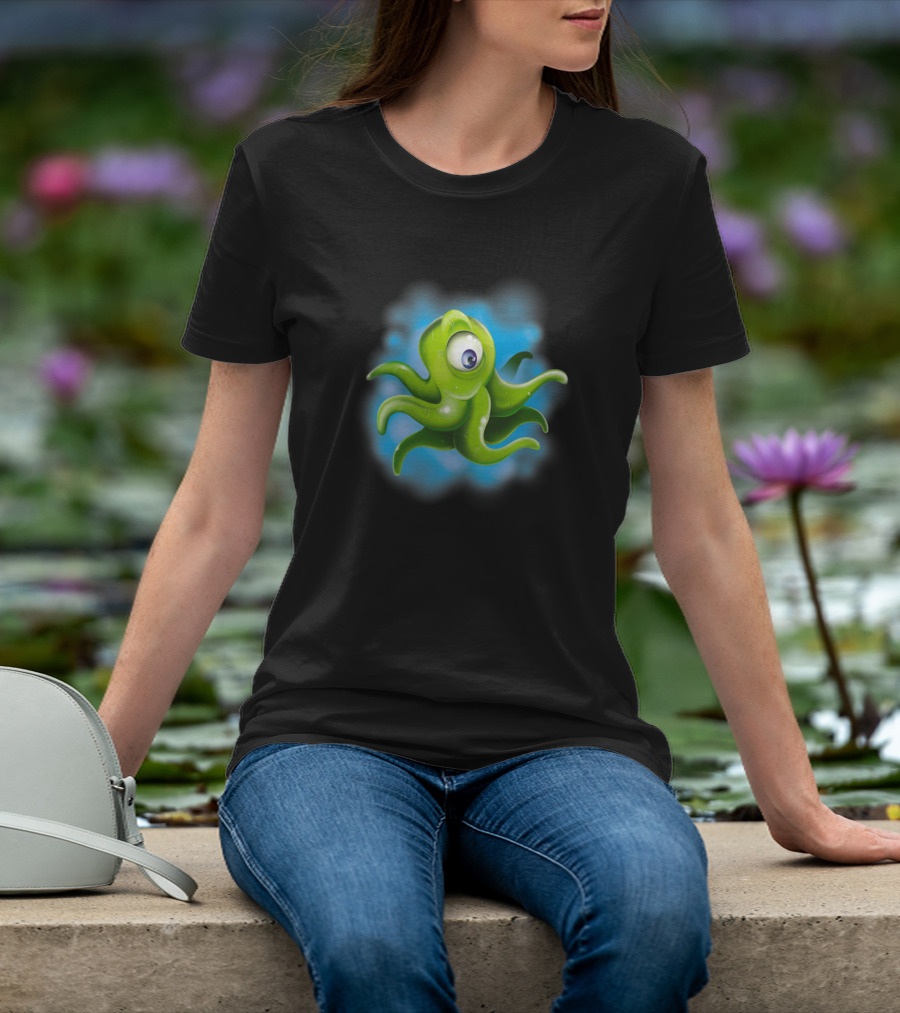 Squid Alien Cartoon Creature With One Eye T-Shirt