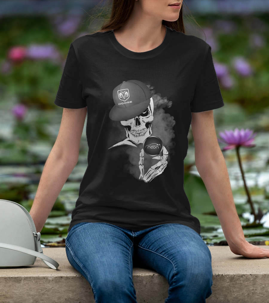 Dodge Neon Skull With Smoke And Cap T-Shirt