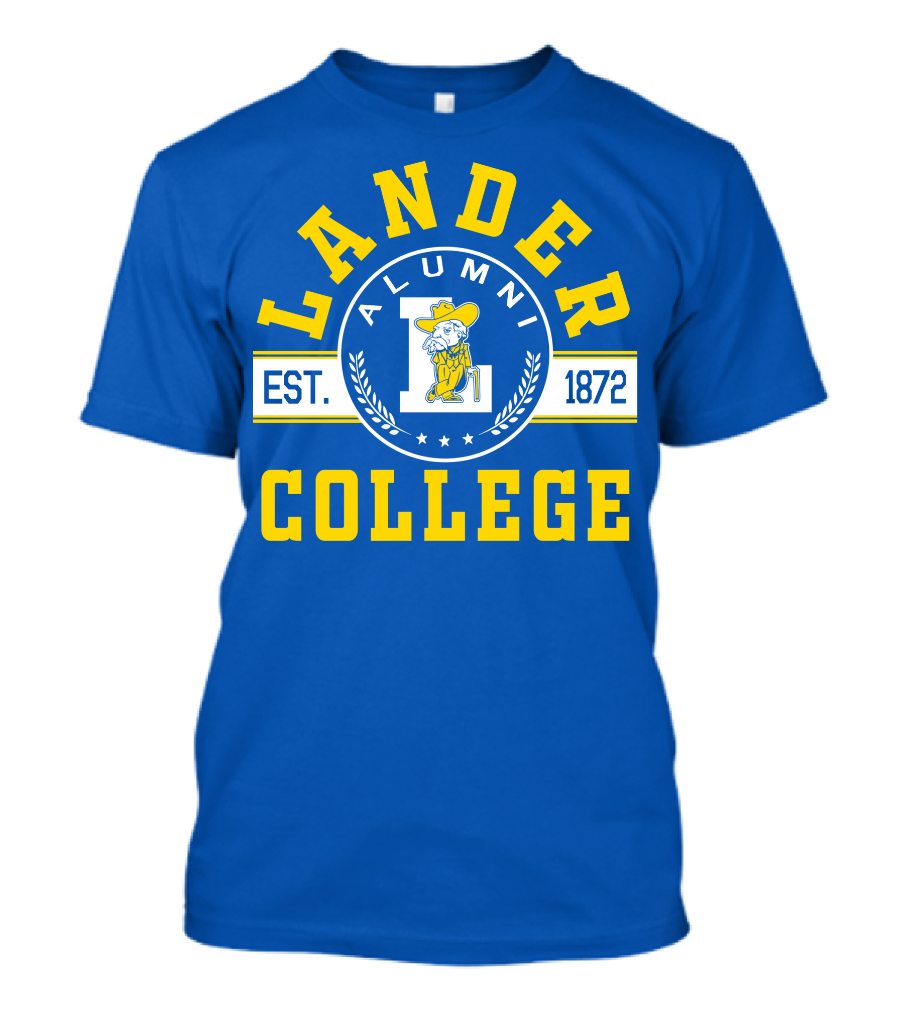 Lander College Alumni Est. 1872 Blue And Yellow T-Shirt