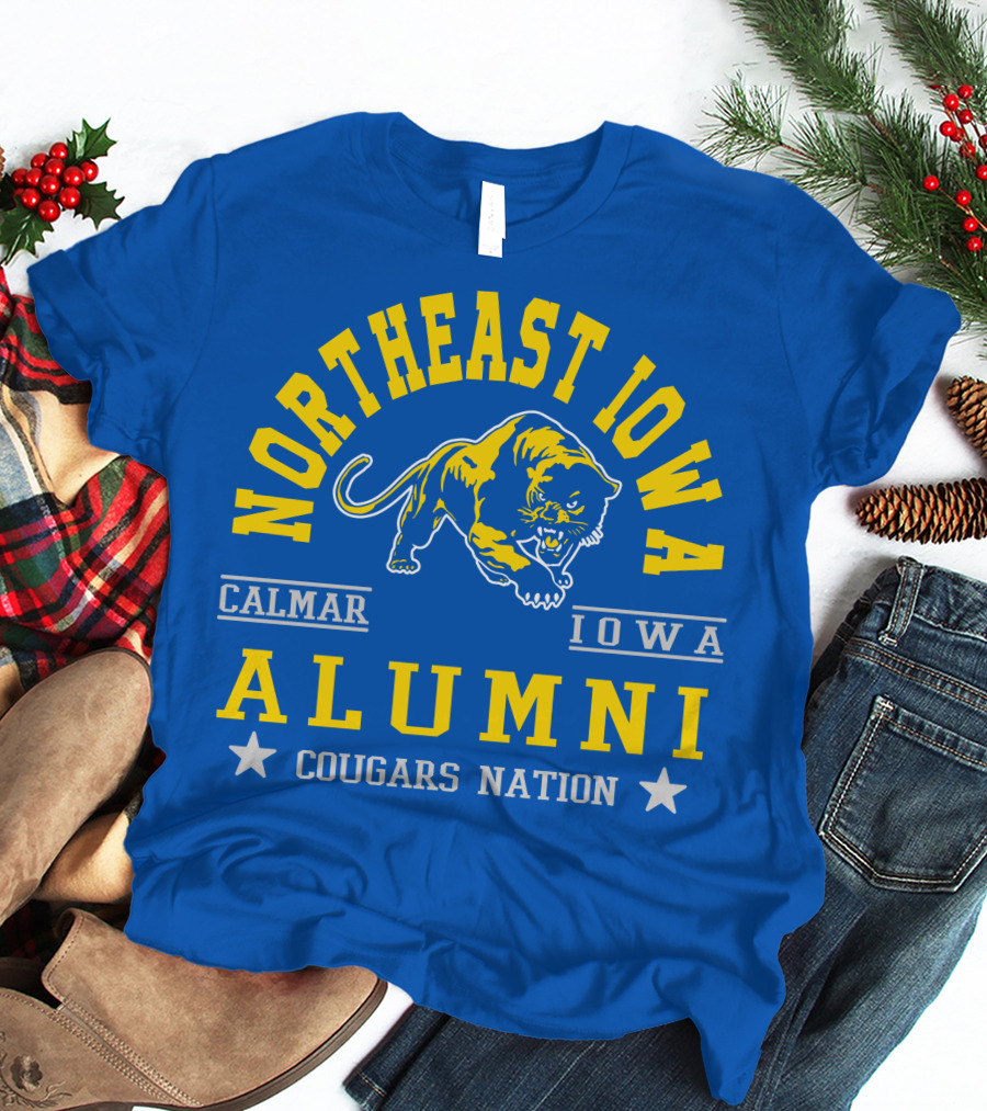 Northeast Iowa Calmar Iowa Alumni Cougars Nation T-Shirt