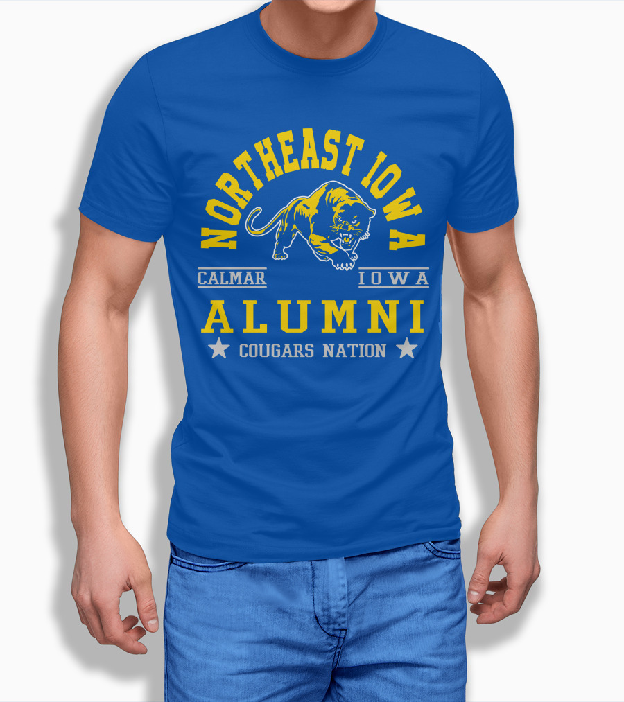 Northeast Iowa Calmar Iowa Alumni Cougars Nation T-Shirt