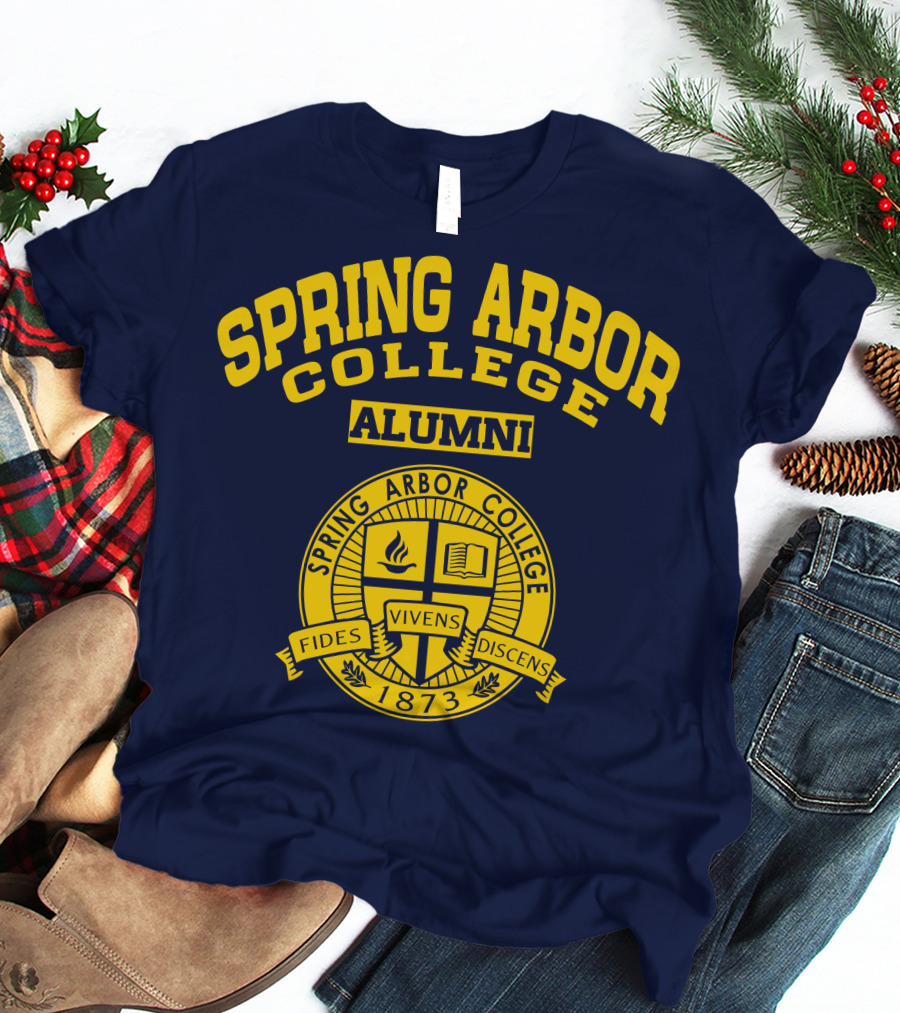 Spring Arbor College Alumni Fides Vivens Discens 1873 Seal T-Shirt