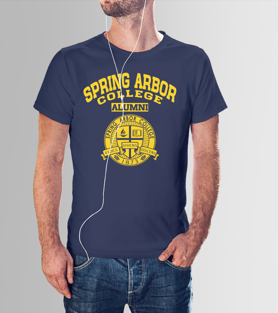 Spring Arbor College Alumni Fides Vivens Discens 1873 Seal T-Shirt